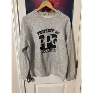 Vintage PPG Industries Property Of Sweatshirt Mens XL Gray Raglan 80s